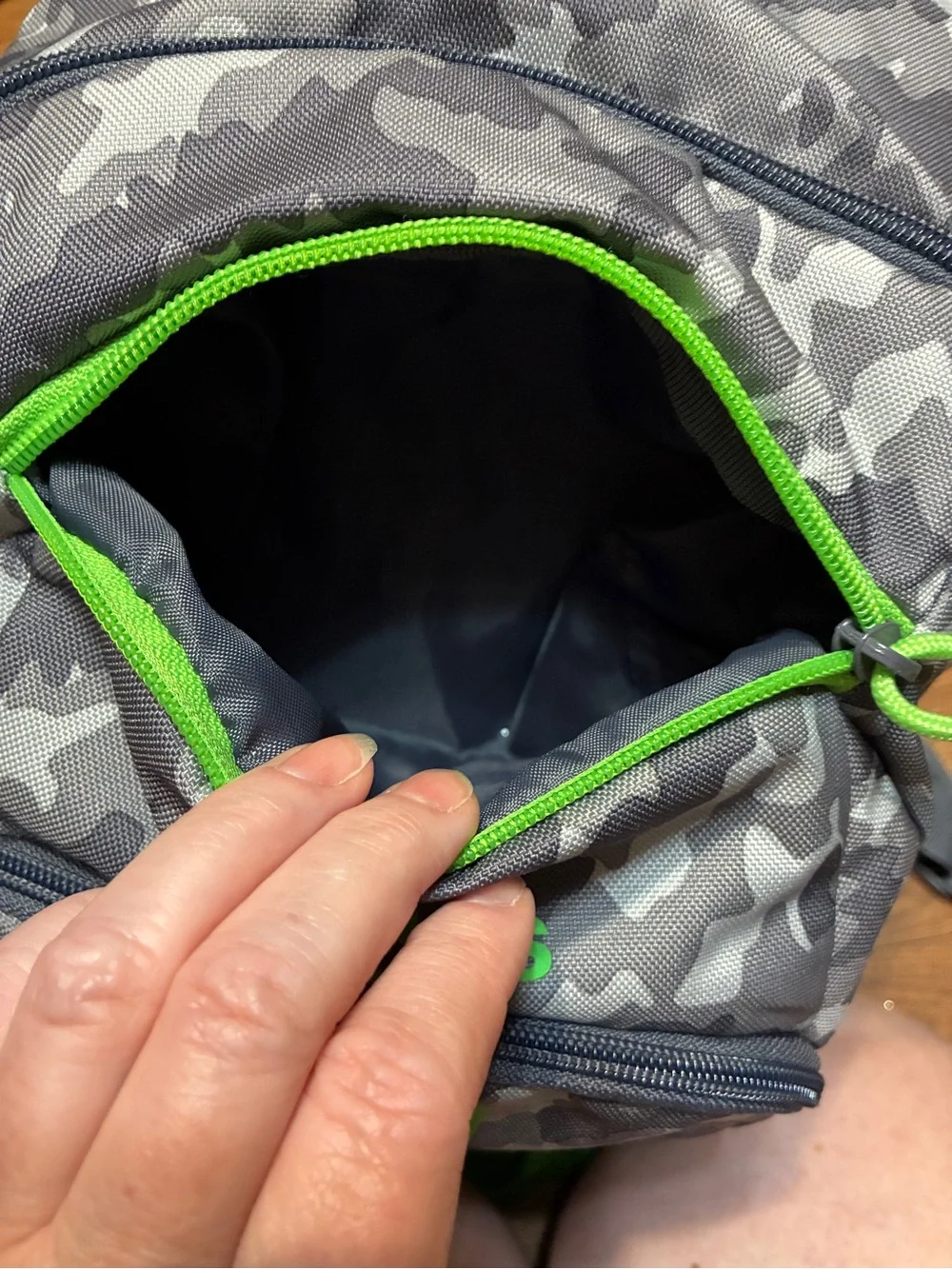 Adidas Gray Camo & Neon Green Athletic Backpack